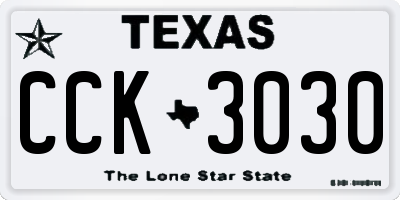 TX license plate CCK3030