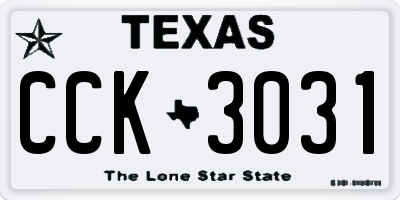 TX license plate CCK3031