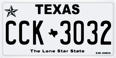 TX license plate CCK3032