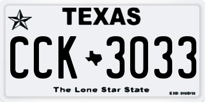 TX license plate CCK3033