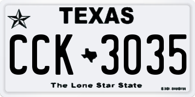 TX license plate CCK3035
