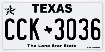 TX license plate CCK3036
