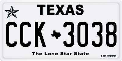 TX license plate CCK3038