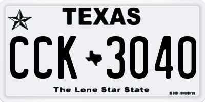 TX license plate CCK3040