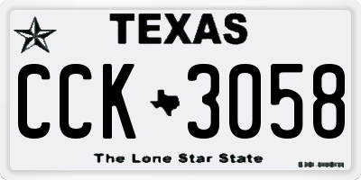 TX license plate CCK3058
