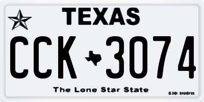 TX license plate CCK3074