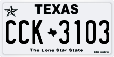 TX license plate CCK3103
