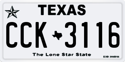TX license plate CCK3116