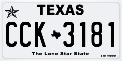 TX license plate CCK3181