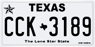 TX license plate CCK3189