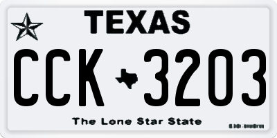 TX license plate CCK3203