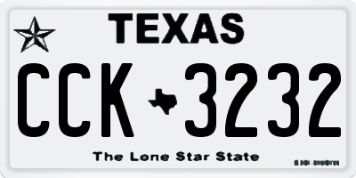 TX license plate CCK3232