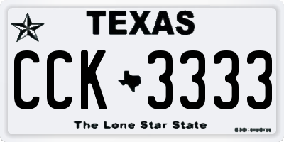 TX license plate CCK3333