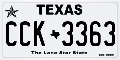 TX license plate CCK3363