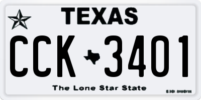 TX license plate CCK3401