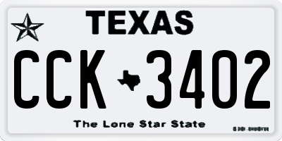 TX license plate CCK3402