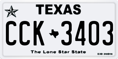 TX license plate CCK3403