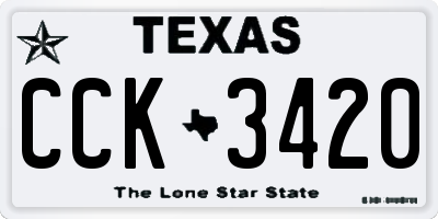 TX license plate CCK3420