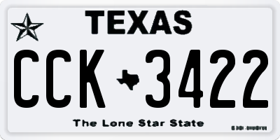 TX license plate CCK3422