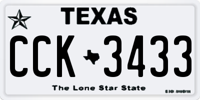 TX license plate CCK3433