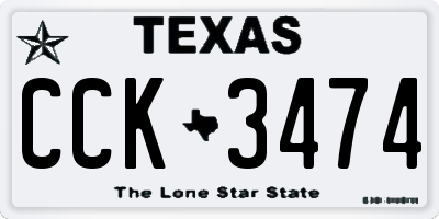 TX license plate CCK3474