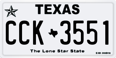 TX license plate CCK3551