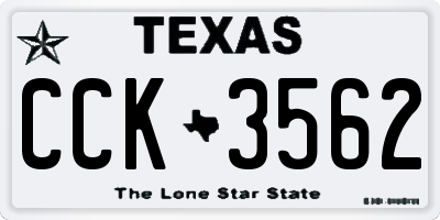 TX license plate CCK3562