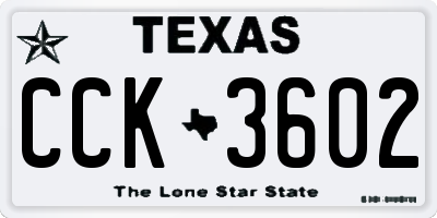 TX license plate CCK3602