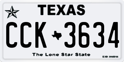 TX license plate CCK3634