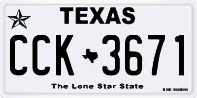 TX license plate CCK3671