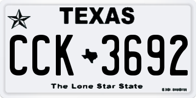 TX license plate CCK3692