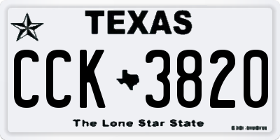 TX license plate CCK3820