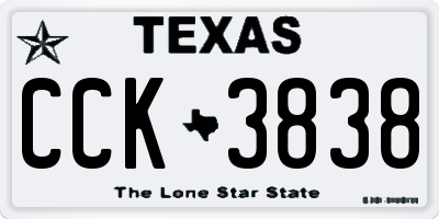 TX license plate CCK3838