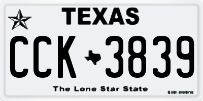 TX license plate CCK3839