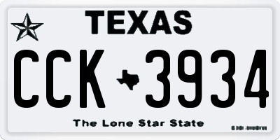 TX license plate CCK3934