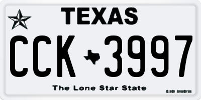 TX license plate CCK3997