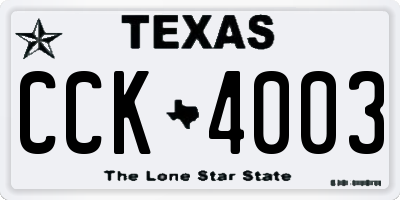 TX license plate CCK4003