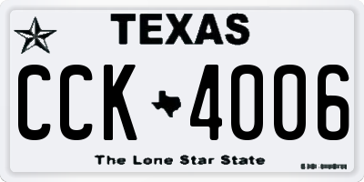 TX license plate CCK4006
