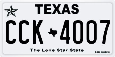 TX license plate CCK4007