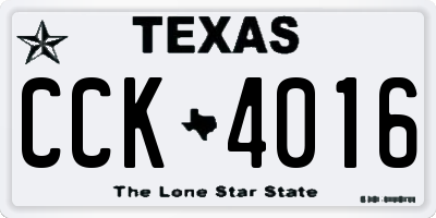 TX license plate CCK4016