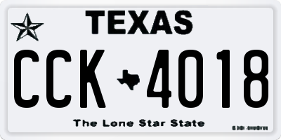 TX license plate CCK4018