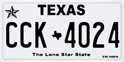 TX license plate CCK4024