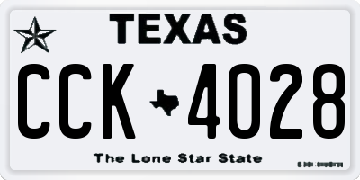 TX license plate CCK4028