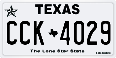 TX license plate CCK4029
