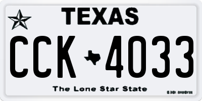 TX license plate CCK4033