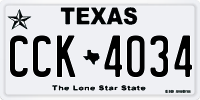 TX license plate CCK4034