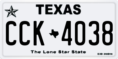 TX license plate CCK4038