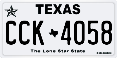 TX license plate CCK4058
