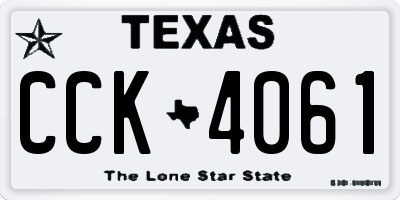 TX license plate CCK4061