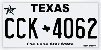 TX license plate CCK4062
